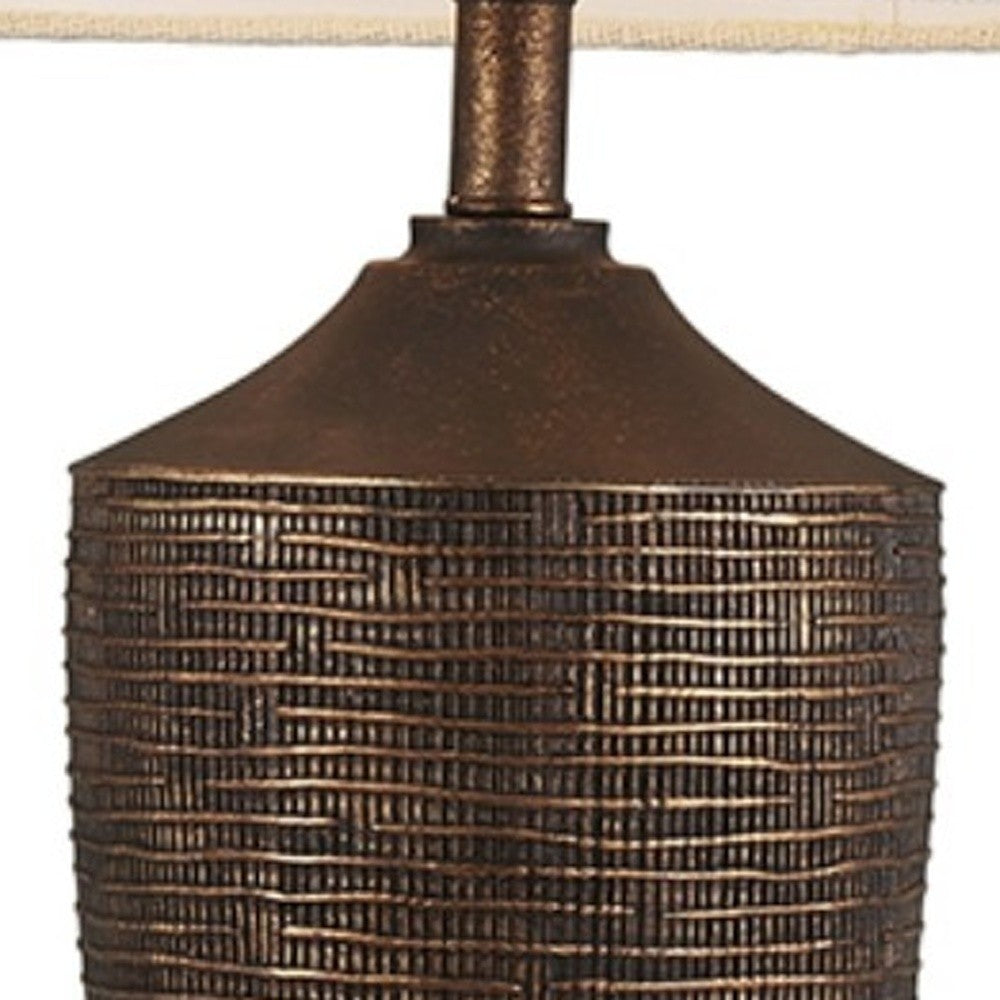 Fantastic Rustic Ribbed Bronze Table Lamp-3