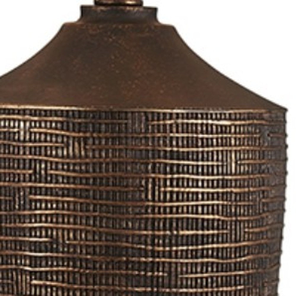 Fantastic Rustic Ribbed Bronze Table Lamp-4