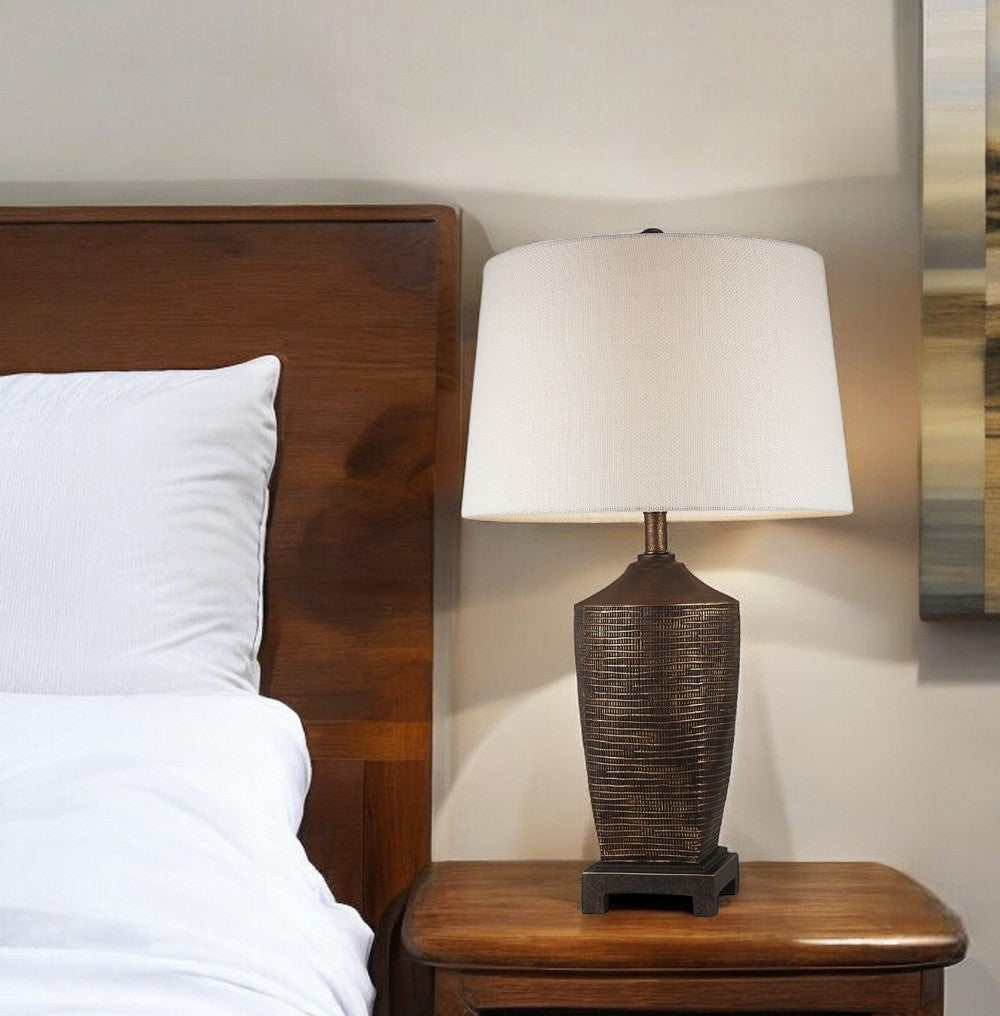 Fantastic Rustic Ribbed Bronze Table Lamp-0