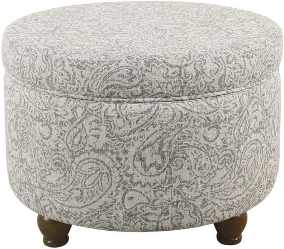 Gray Floral Storage Ottoman for Home Decor