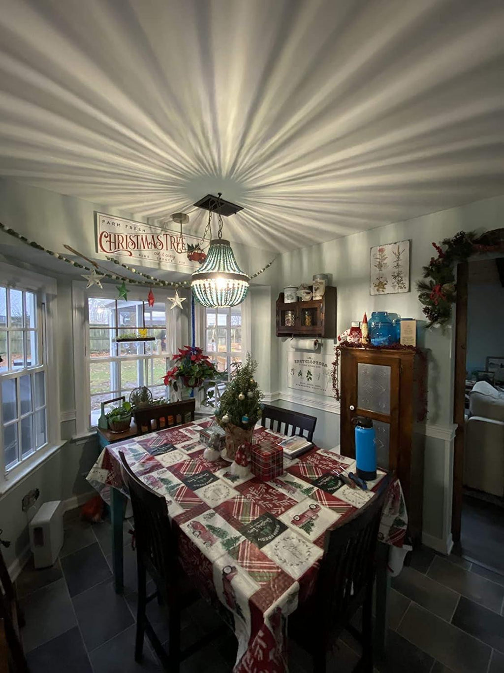 Wood Bead Chandelier Pendant Lights GrayBlue Rustic-2