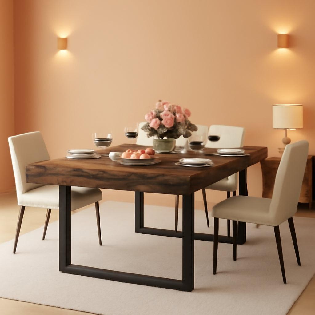 Expandable Rustic Brown Rectangular Dining Table 63in