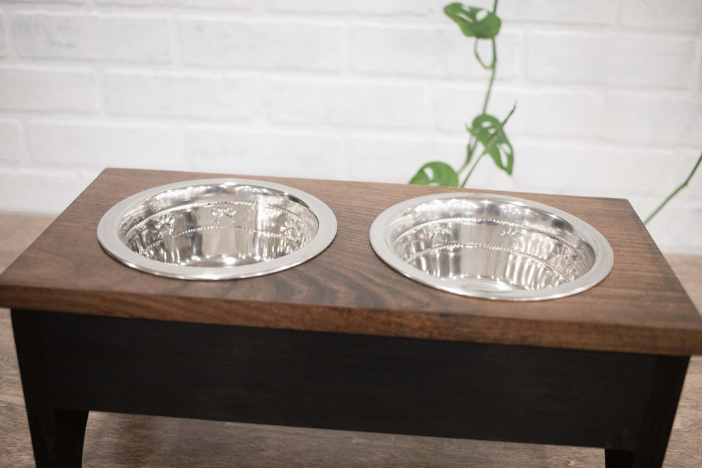 Raised Dog Bowl Stand with 2 Stainless Steel Bowls, Elevated Pet Feeder