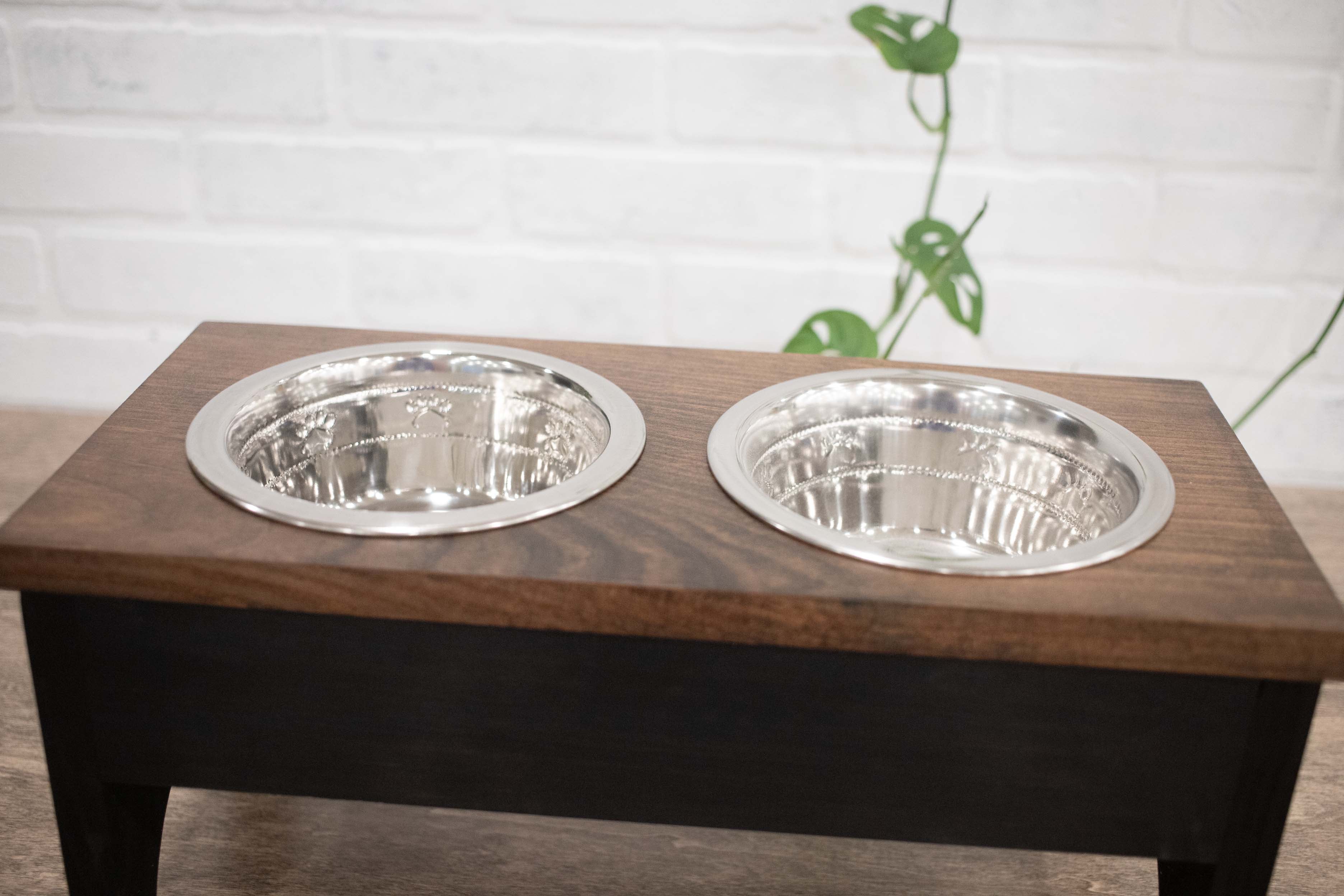 Raised Dog Bowl Stand with 2 Stainless Steel Bowls, Elevated Pet Feeder